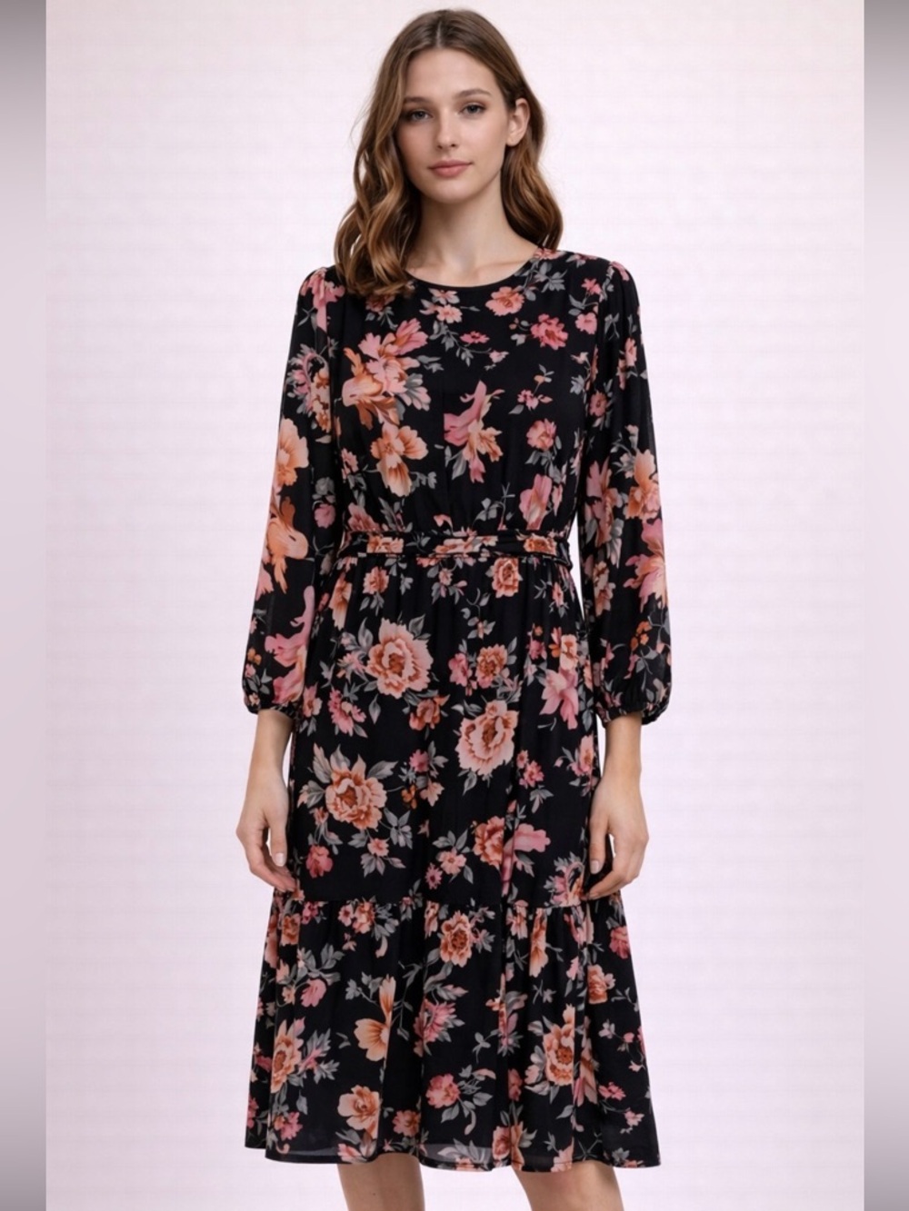 Yakira Bella L Floral Black Dress
